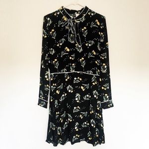 H&M Floral Mock Neck Button Down Dress
